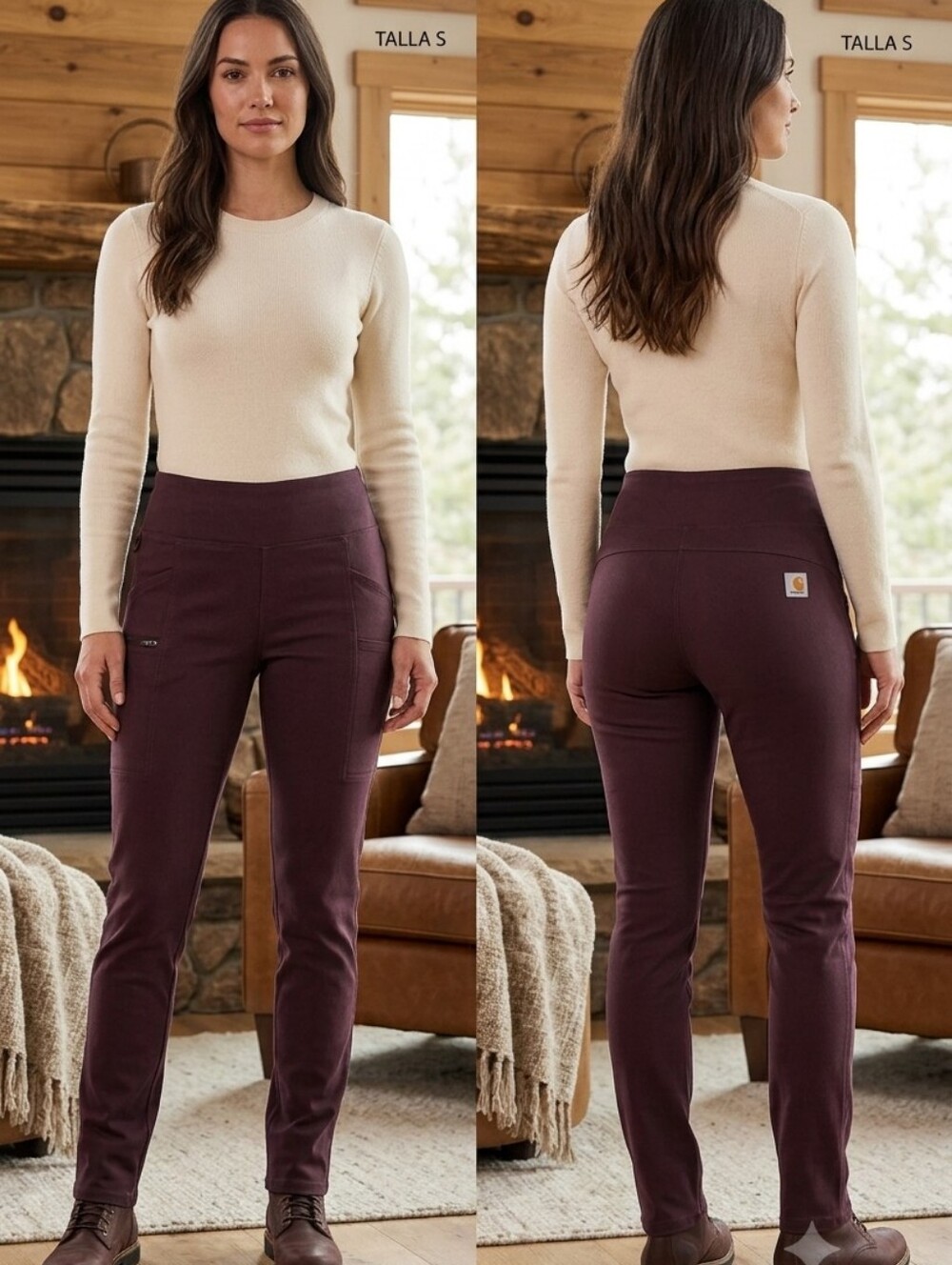 Carhartt Women's Fitted Activewear Pants Brown Size S Elastic Waist Stretch